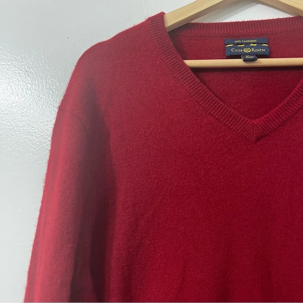 Club Room 100% Cashmere Long Sleeve Sweater Men’s XL Red Preppy Christmas